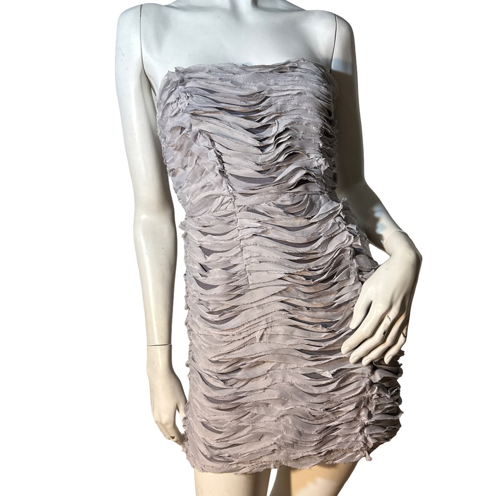 Topshop Silver Strapless Bodycon Light Grey Flecked Dress Cocktail